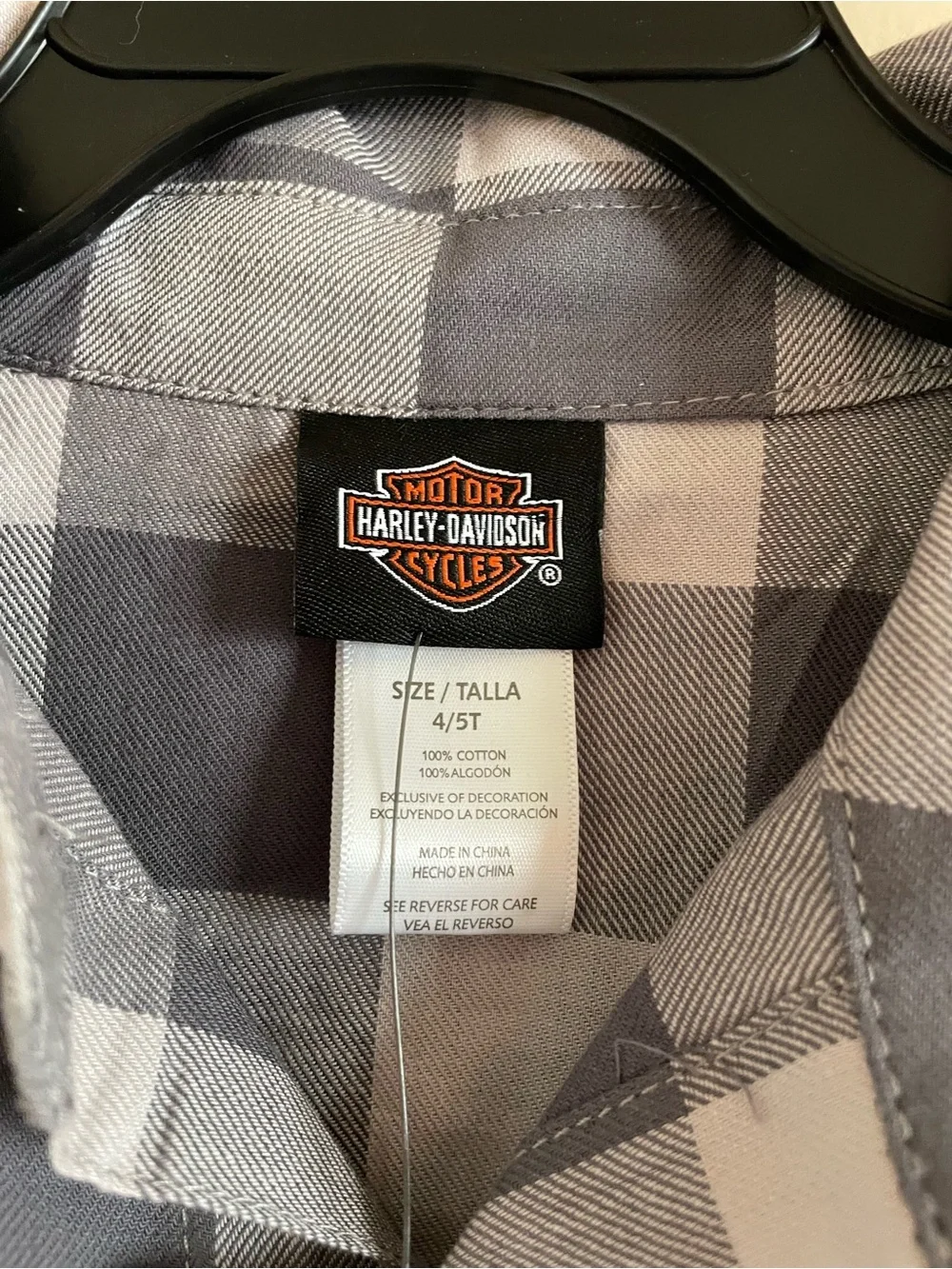Harley-Davidson Boys Gray Plaid Short-Sleeve Button Shirt